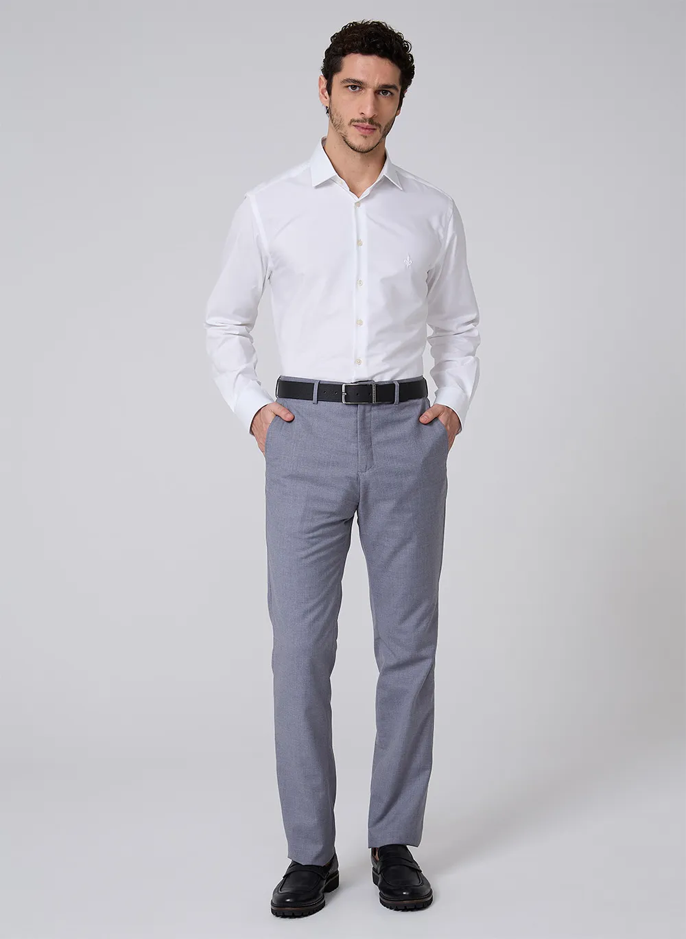 White Classic Fit Button-Down Shirt